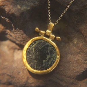 old coin necklace//24k gold pendant//old coin necklace,Ancient Greek Coin//ancient coin jewelry//unique gold pendant//24k solid gold pendant