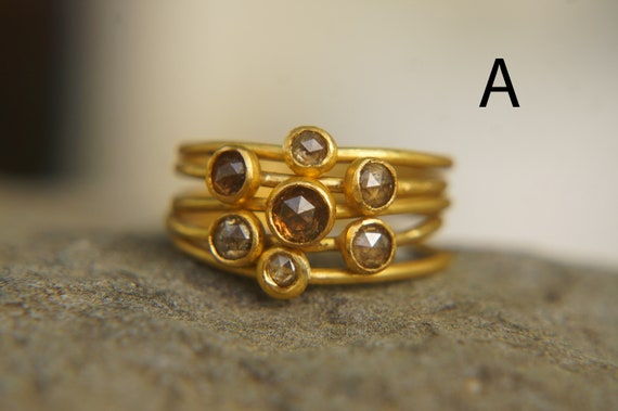 24K Stacking Diamonds Ring 24k Gold Diamonds Ring unique Diamond