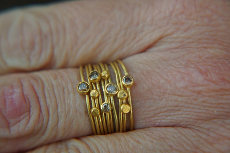 22k Gold Diamond Stacking//gold Diamond Ring//handmade One of - Etsy