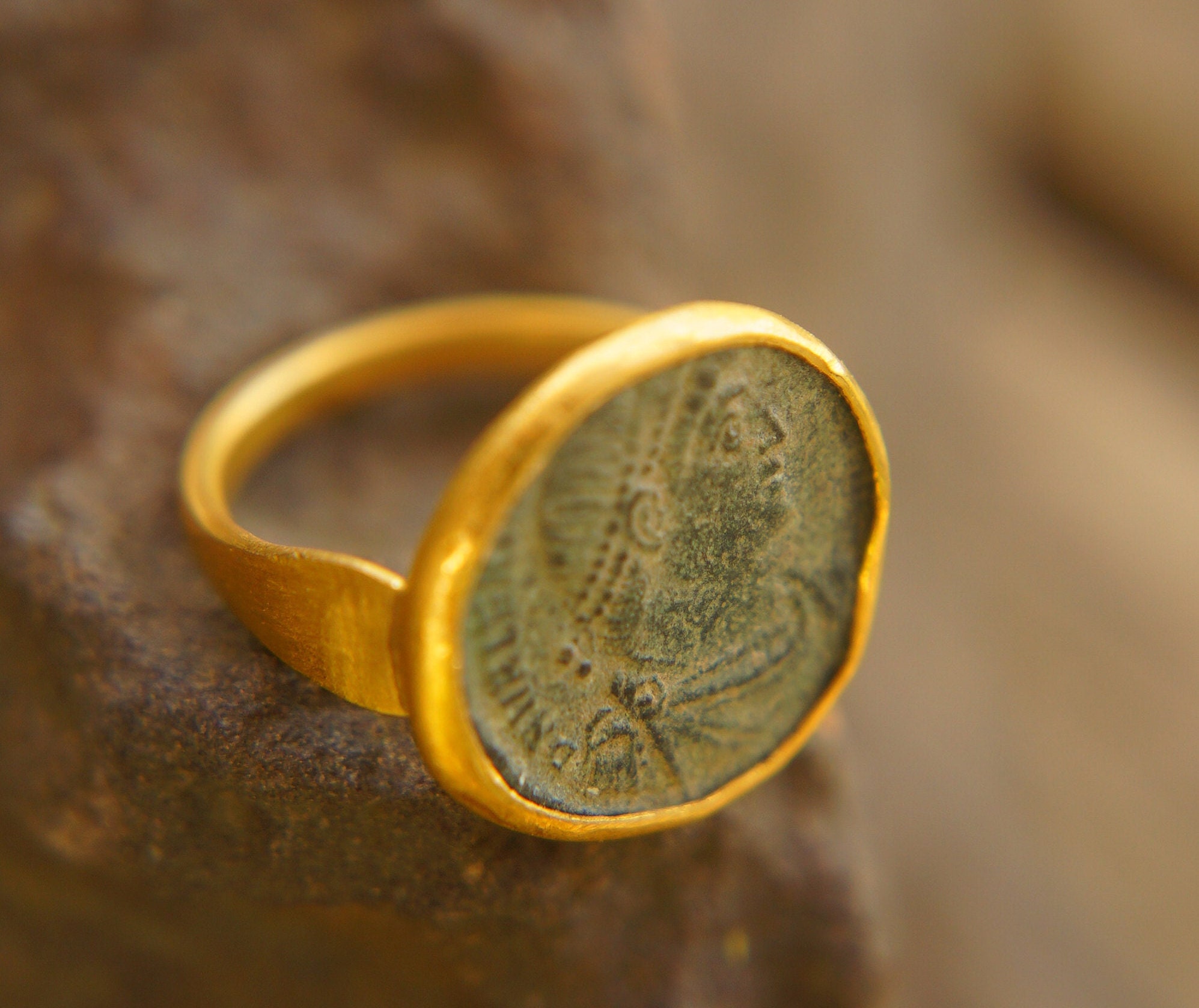 Gold Coin Ring Wedding Bands - Silver State Foundry