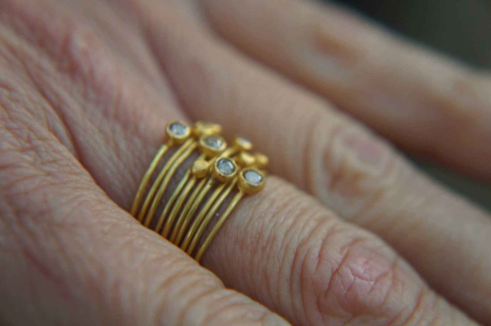 22k Gold Diamond Stacking//gold Diamond Ring//handmade One of - Etsy