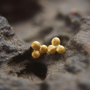 24K Gold nugget Studs//24k gold Earrings//organic pebble studs// Minimalist Jewelry// Wedding Earrings//24k gold studs//gold flower studs