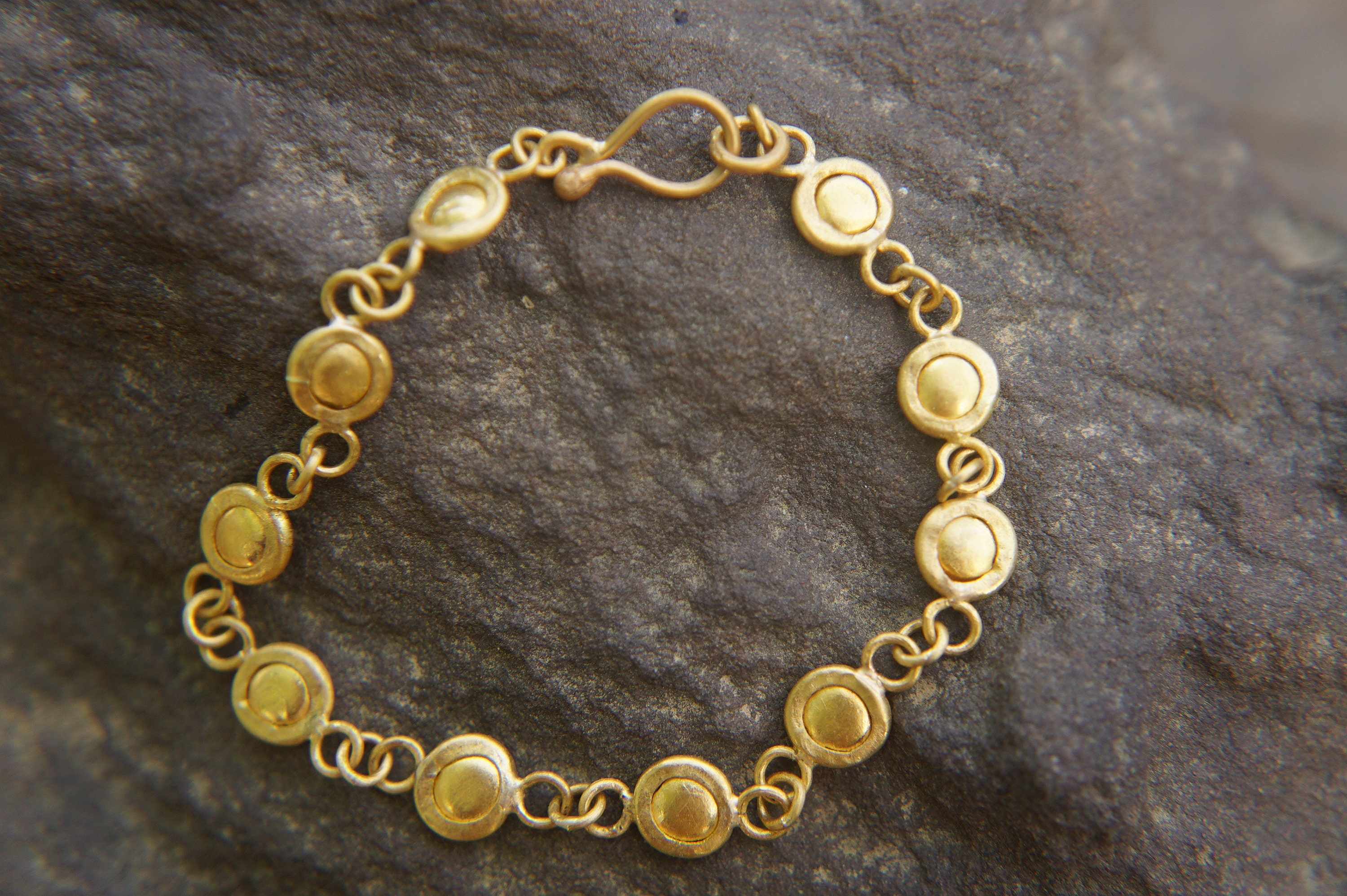 24K Gold bracelet 24k Gold Charm bracelet handmade Artisan bracelet gold Link bracelet women Gold bracelet artisan Gold 24K Bracelet