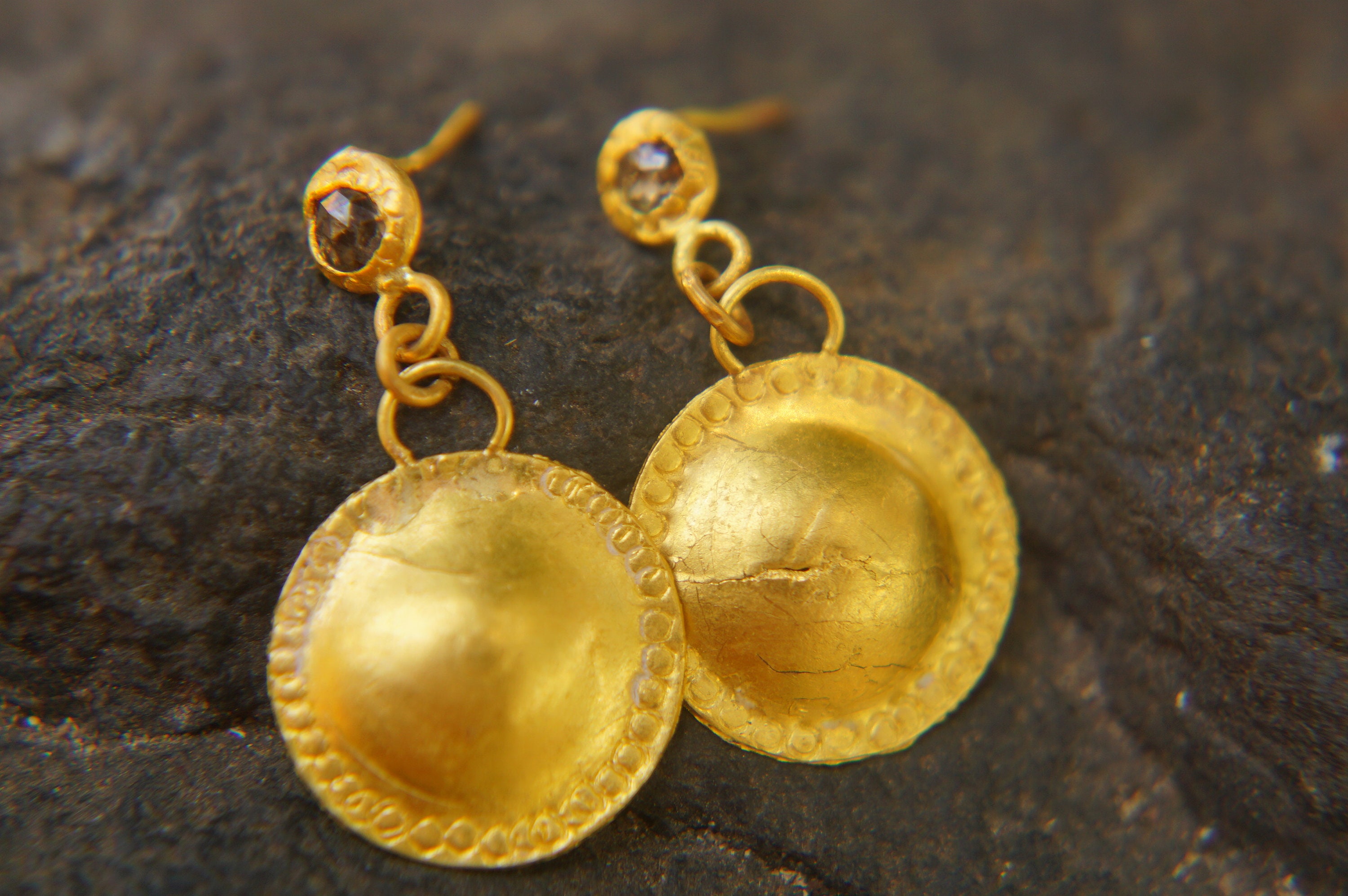 24k Gold Square Earrings//24k Dangle Studs//gold Dangle Etsy UK