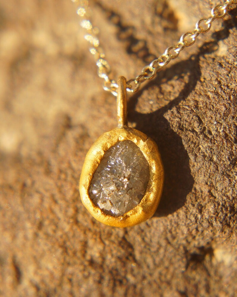 Solid 24k gold pendant//gold charm necklace//gemstone Etsy