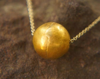 solid 24k gold pendant//gold ball necklace//24k charm pendant//solid gold ball//24k gold pendant// solid gold charm//24k gold necklace