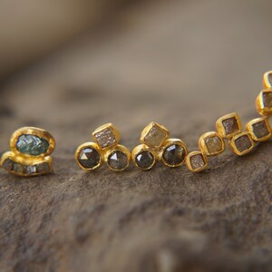 24k gold diamond studs//rose cut diamond Studs//diamond Earrings//24k earrings//24k gold jewelry//diamond gold studs//hand made gold studs image 9