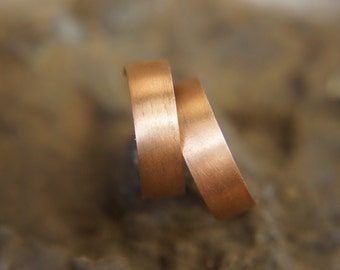 pendientes de aro de oro rosa / / aro de oro / / aros de oro Pendientes / / aros de oro rosa pendientes / / aros de oro martillado / / pendientes de aro de oro rosa sólido