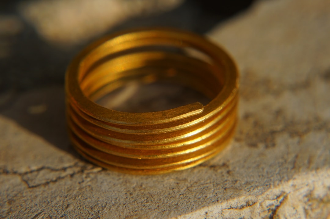 ONE Stacking Gold Ring //22k Yellow Gold //hammered Handmade Ring//one ...