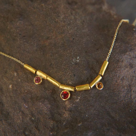 24k gold beaded charm necklace//24k multi stone necklace//24k gold necklace//charm necklace with gem stone//gold beaded necklace