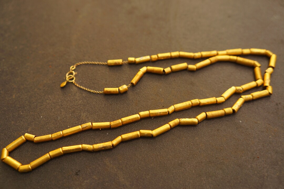 24k Gold Beads Necklace//24k Handmade Beads Necklace//gold Artisan