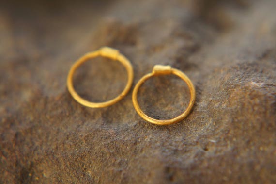 24k Gold Hoop Earring tiny Hoop Earring 24k Gold Jewelry