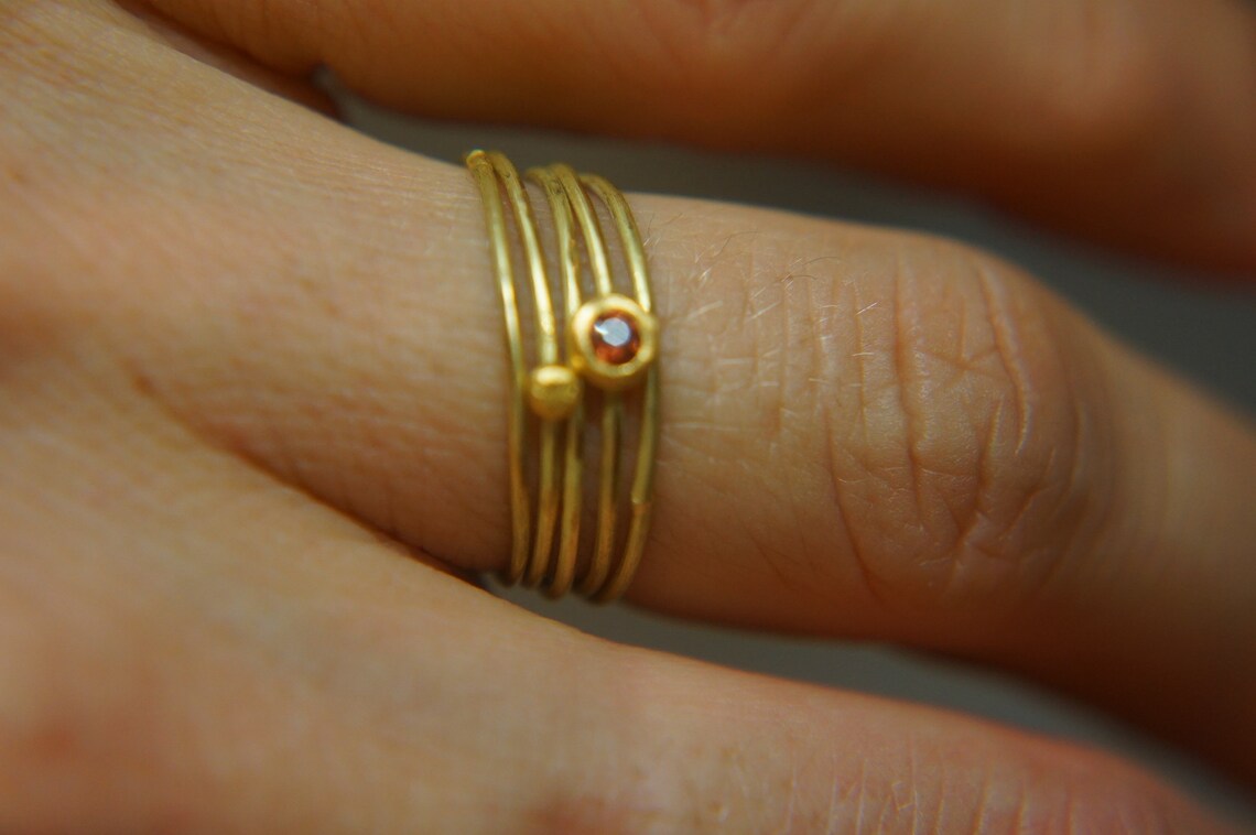 22k gold stacking ring//unique engagement ring//handmade one | Etsy