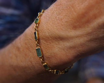 24k gold tourmaline bracelet//24k bracelet// tourmaline gold bracelet//24k Paraiba Indicolite charm bracelet//handmade gold bracelet//