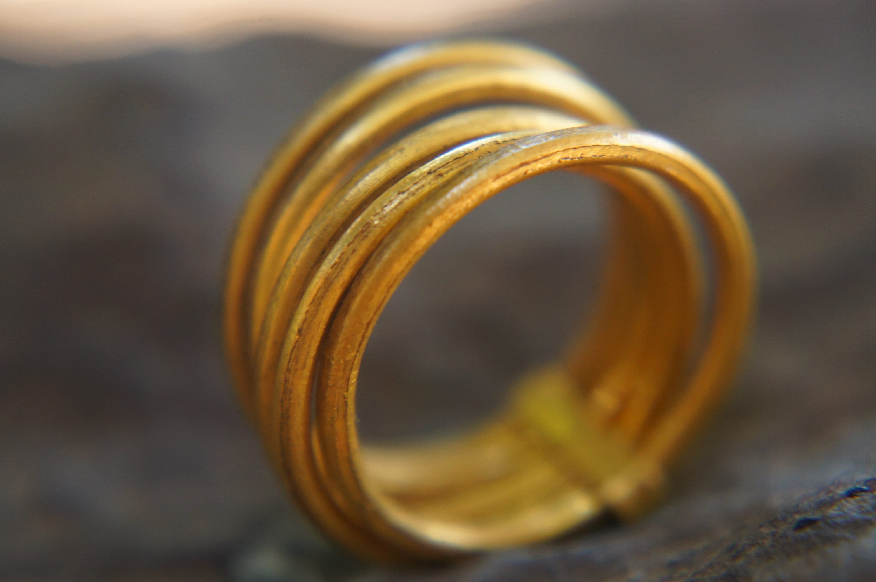 ONE stacking gold ring //22k yellow gold //hammered handmade | Etsy