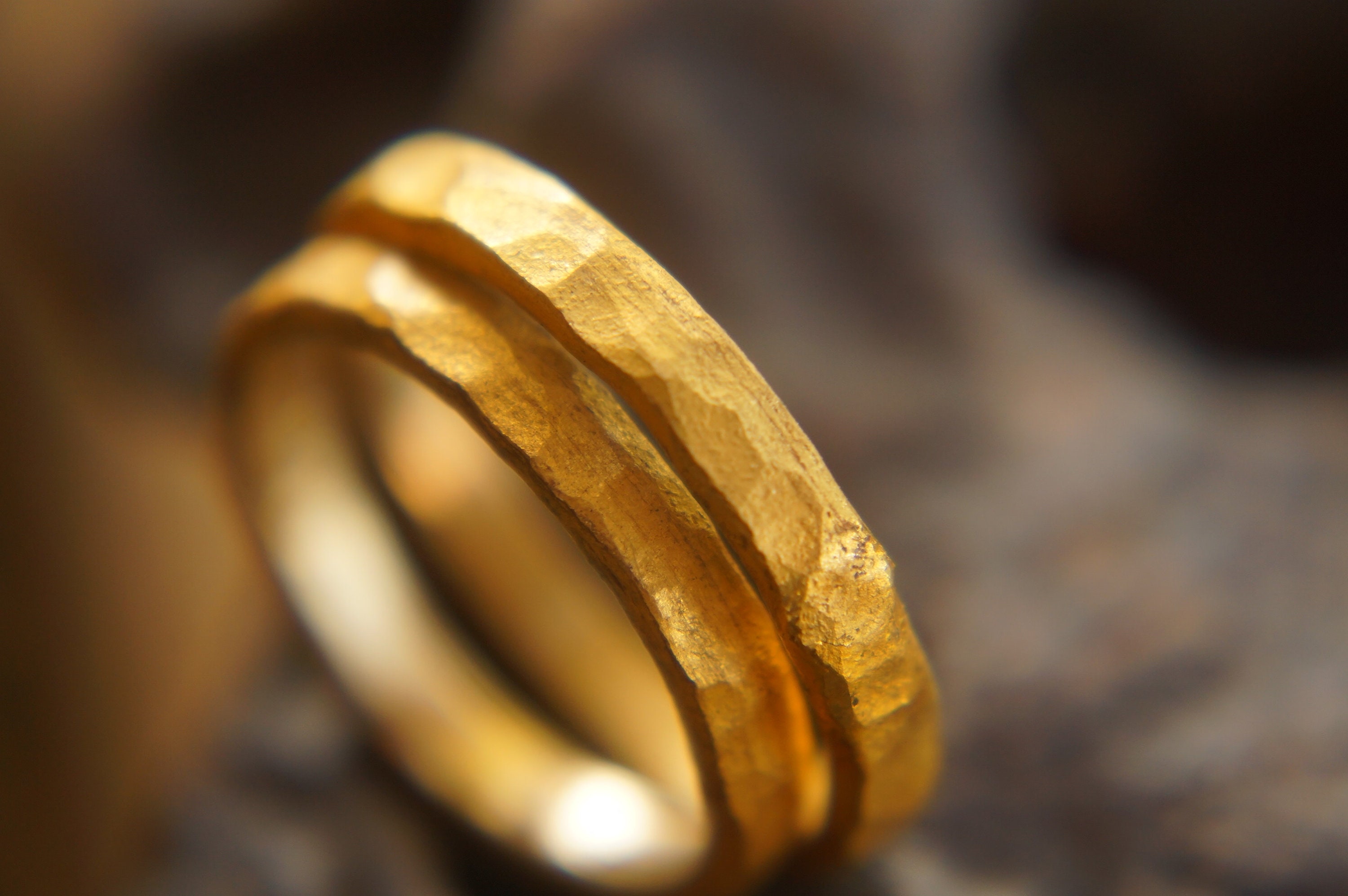 24k Wedding Band//24k Yellow Gold//artisan Hammered Handmade//fine Gold