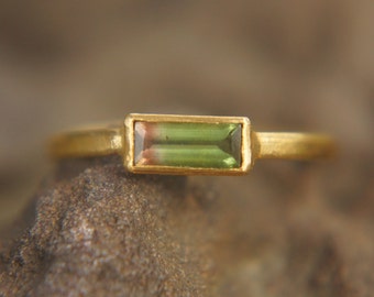 watermelon tourmaline ring, 24k gold ring, 24k gold ring, unique engagement ring, 24k gold gem ring, gold artisan engagement ring, statement