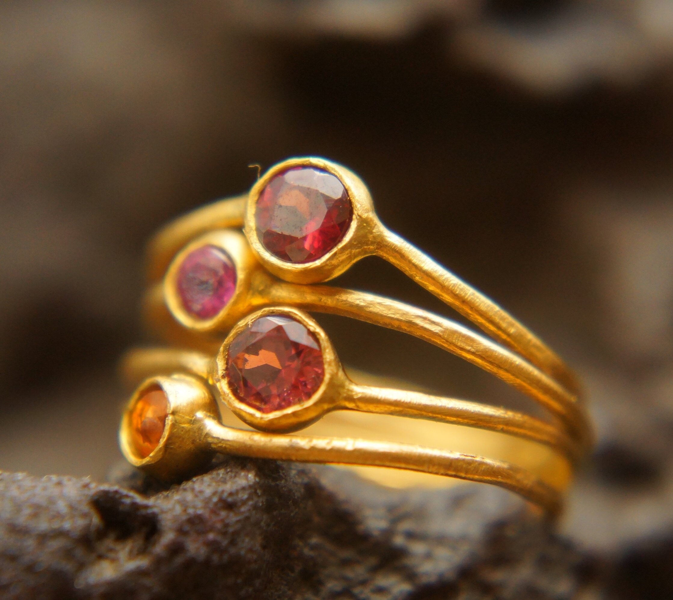 Tourmaline Gold Ring//24k Gold Gem Ring//pink Stone Gold | Etsy