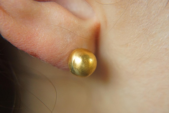 24k Gold Ball Studs//ball Gold Studs//artisan Gold Studs