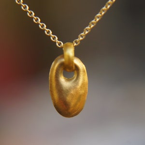 gold nugget pendant//24k gold organic charm pendant//24k boho charm pendant//solid gold pendant//organic pebble pendant//artisan gold nugget