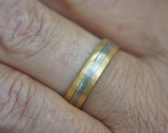 24k gold and palladium ring//gold and palladium ring//artisan combo ring//handmade gold and palladium ring//bimetal gold and palladium ring.