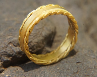 Alianza de boda de 22 k // Oro amarillo de 22 k // Alianza de oro hecha a mano // Anillo de oro artesanal // Anillo de oro para hombre // Oro macizo unisex // Alianza de boda de oro de 22 k
