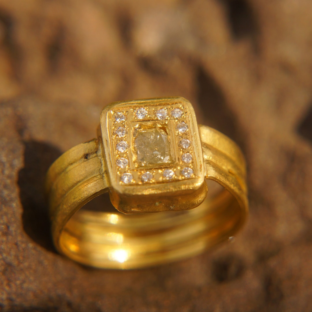 24K Gold Diamond Ring//gold Diamond Ring //24K Gold Ring// 24k Diamond ...