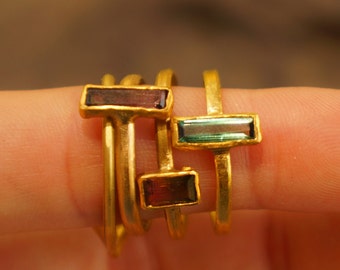 watermelon tourmaline ring//bi color gold ring//24k gold ring//gold tourmaline ring//24k gold gem ring//gold artisan engagement ring