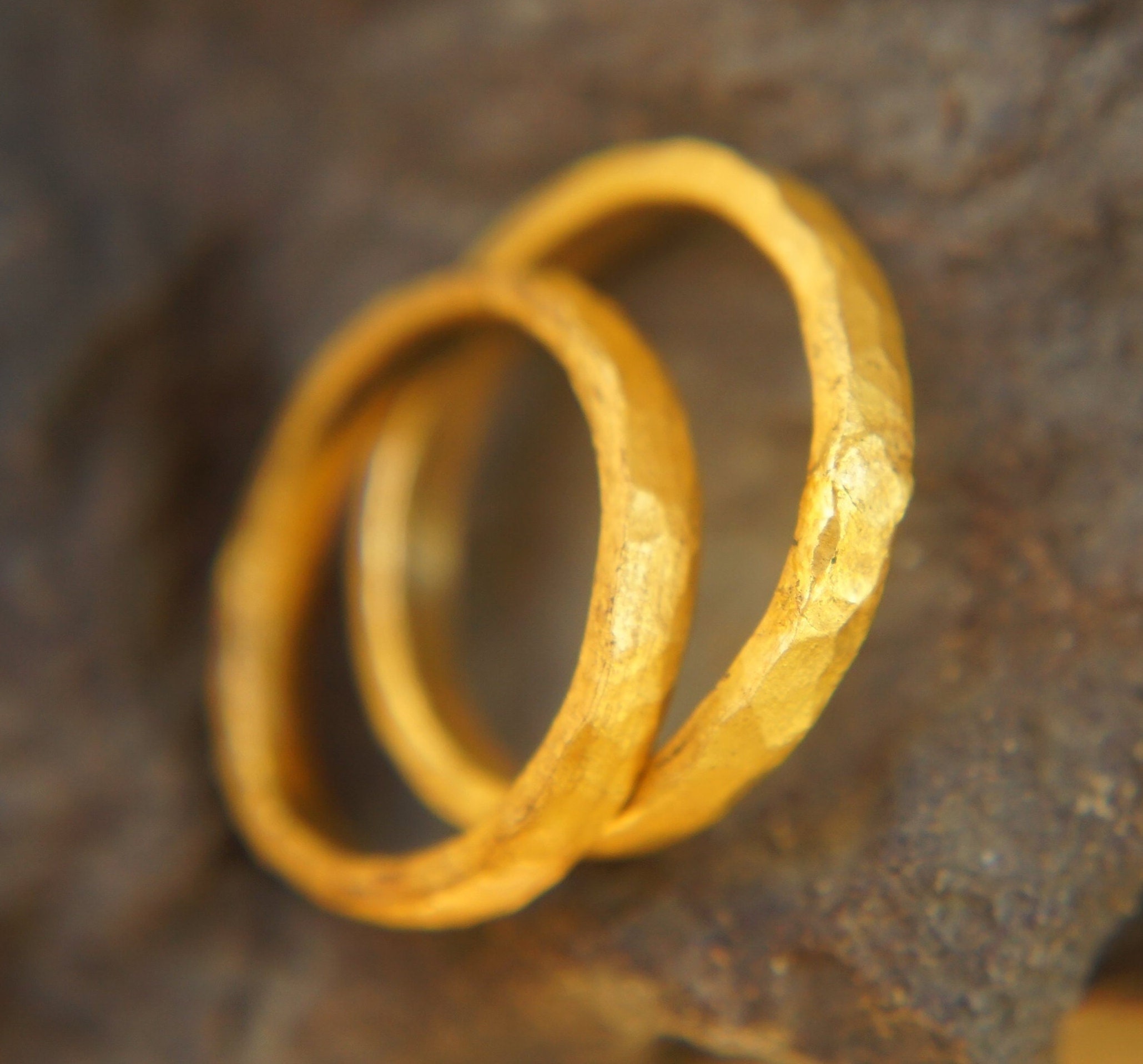 24k Wedding Band//24k Yellow Gold//artisan Hammered Handmade//fine Gold