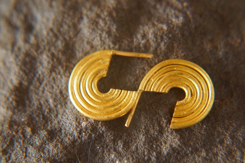24k Solid Gold Hoops Earrings Wire Hoops Earrings Gold Spiral Etsy