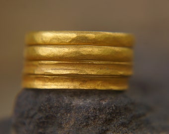 stacking gold ring //24k gold ring//hammered handmade ring//one of a kind//wide stacking gold ring//24k solid gold//24k wedding ring