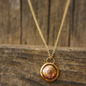 24k Gold and Rose Gold Round Pendant//basic Gold Necklace//24k Gold ...