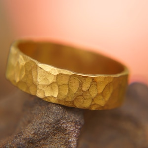 mans wedding band , 22k yellow gold , artisan handmade one of a kind, mans gold ring, mans solid gold, hammered gold wedding band , 22k gold