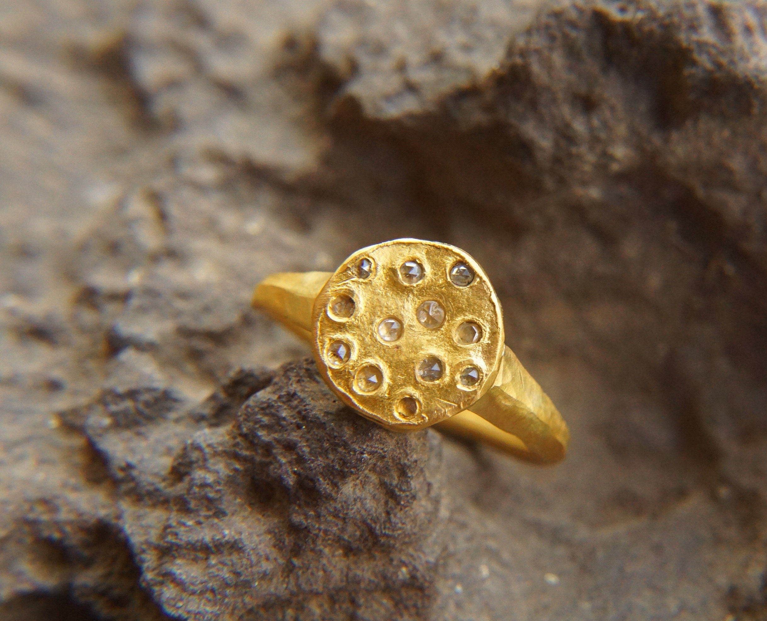 24k diamonds statement ring//24k diamond ring//unique diamond | Etsy