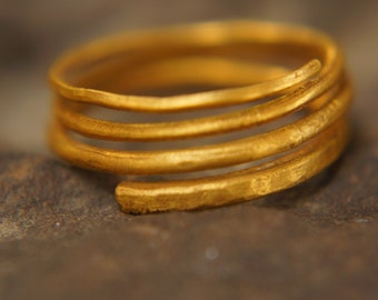 ONE stacking gold ring //24k yellow gold //hammered handmade ring//one of a kind//thin stacking gold ring//24k solid gold//24k wedding ring