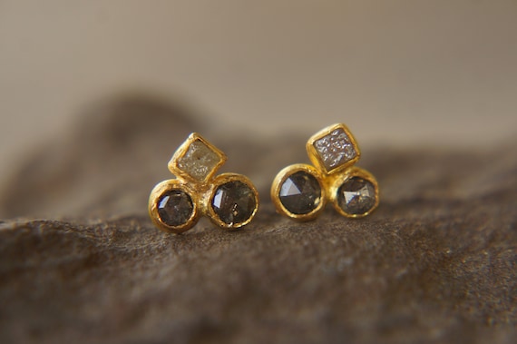 24 karat gold diamond earrings deals