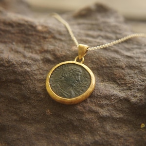 old coin necklace,24k gold pendant,  old coin necklace,Ancient Greek Coin, ancient coin jewelry, unique gold pendant, 24k solid gold pendant