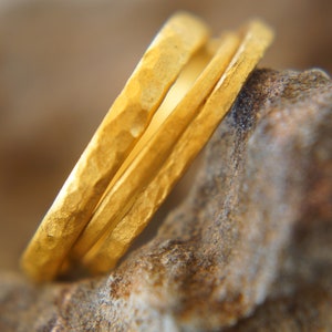24k wedding band//24k yellow gold//artisan hammered handmade//fine gold ring// mans gold ring//unisex solid gold//24k gold wedding band ring