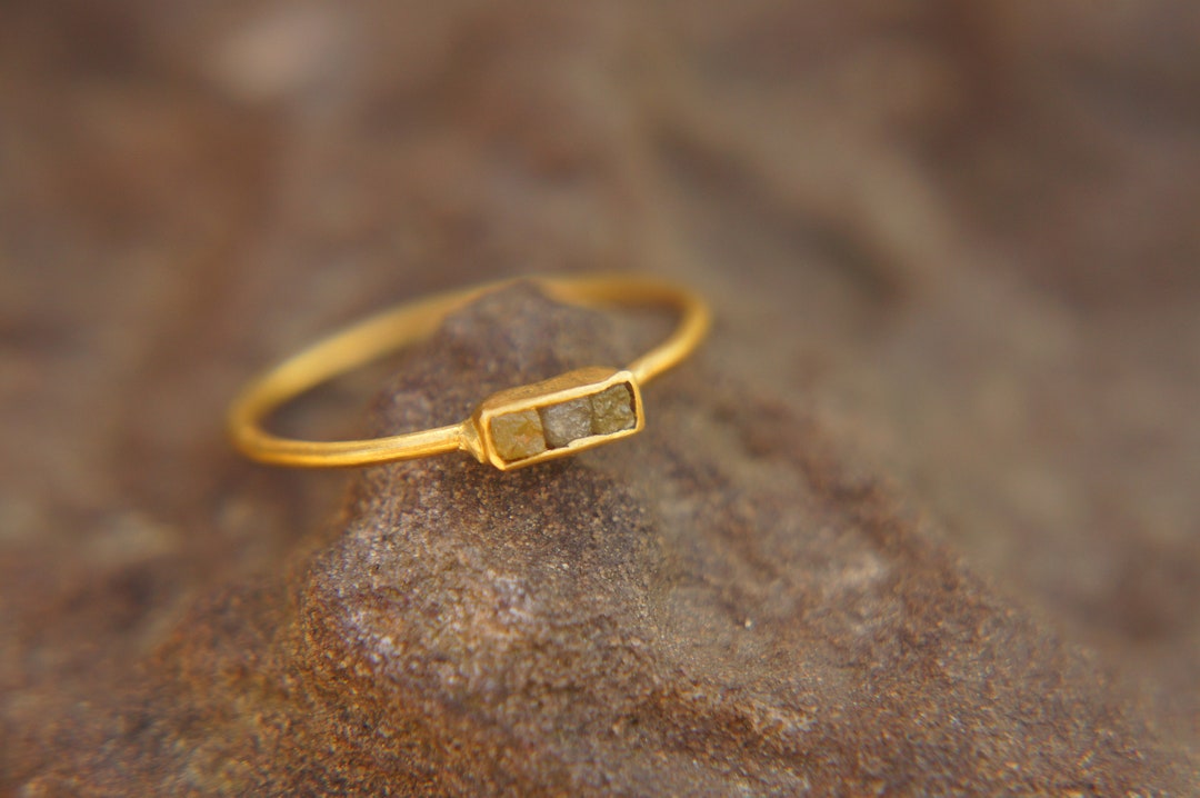 Gold Cubic Diamond Ring, Artisan Ring, Hand Made Gold Ring, Gold 24k ...