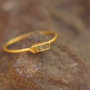 Gold cubic diamond ring, artisan ring, hand made gold ring, gold 24k ring ,gold organic boho, 24k cubic diamond ring