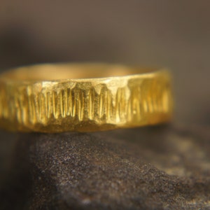24k wedding band//24k yellow gold//artisan textured handmade//fine gold ring// mans gold ring//unisex solid gold//24k gold wedding band ring
