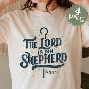 The Lord is My Shepherd Printable Clipart | Christian Inspirational Bible Verse Jesus Design | Psalm 23:1 PNG Sublimation Printable Art