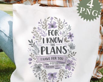 Denn ich kenne die Pläne PNG, Christian Sublimationsdesign, Jeremia 29:11 Kunst, Bibel Vers T-Shirt Datei