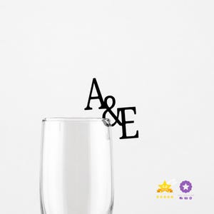 Drink Toppers, Custom Monogram Glass Tags, Cocktail Topper Charm, Wedding Decor