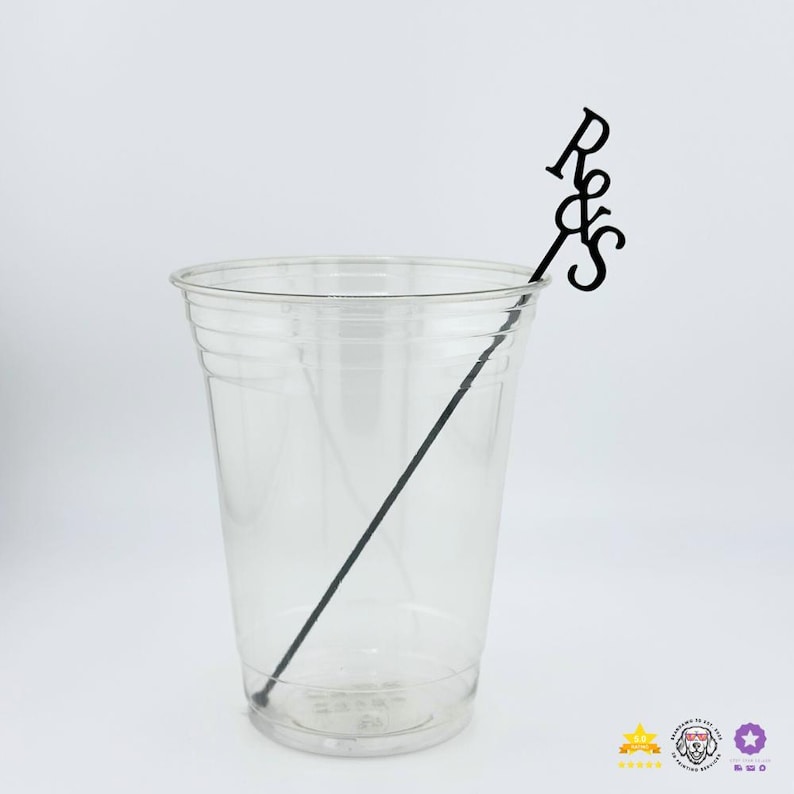 Personalized Double Initial Drink Stirrers, Monogram Swizzle Sticks, Wedding Cocktail Stirrers, Custom Initial Wedding Decor image 10