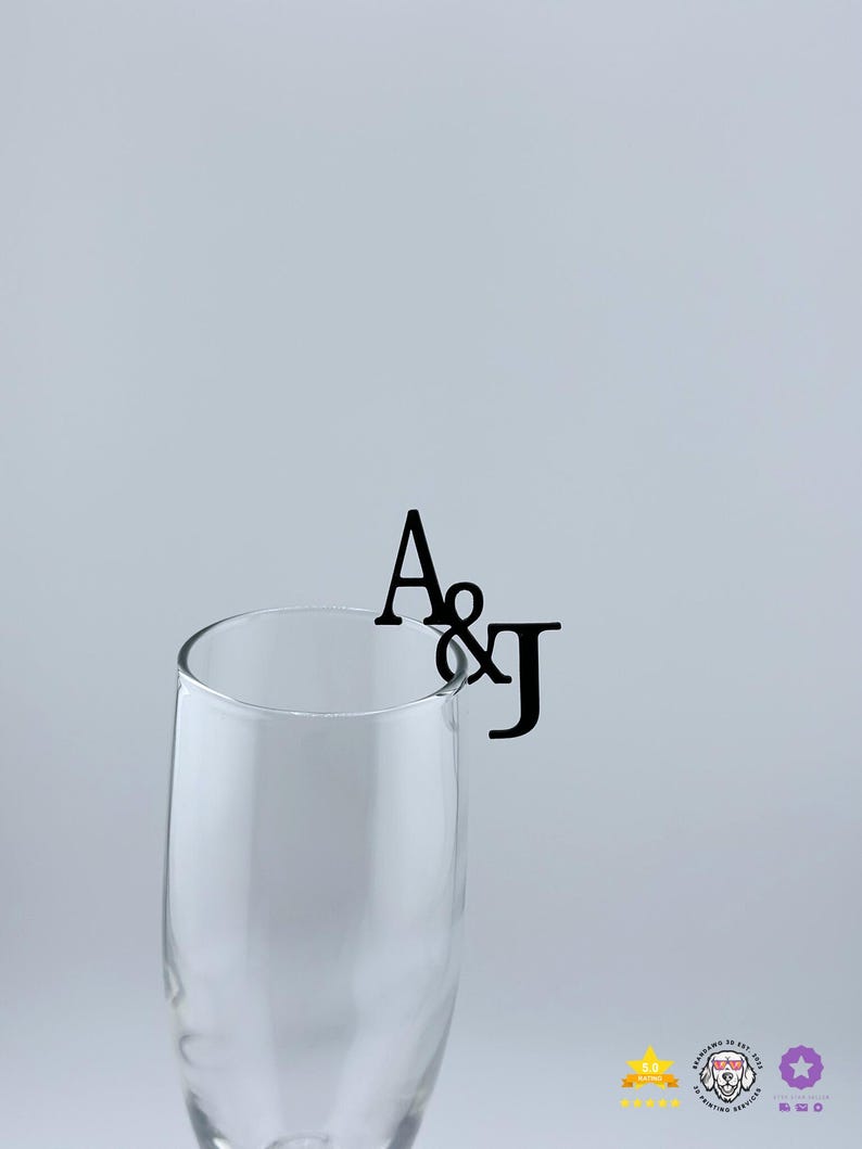 Drink Toppers Wedding Drink Tags Wedding Drink Glass Initials Wedding Wine Charms Cocktail Toppers Party drink toppers celebration drink top image 2