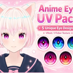 Anime-Augen-UV-Paket für VRoid- und VTuber-Modelle | 5 Fantasy-Iris-Texturen | Sternenpupillen-Augen | Anime-Avatar-Augentextur | Digitaler Download