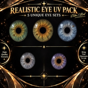 Realistische VRoid-oogtextuurpakket | 5 levensechte iris-UV-sets (digitaal bestand)