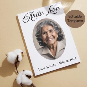 Minimalist LDS Funeral Program Template for Funeral Service, Memorial Service, Celebration of Life, Order of Service Editable and Printable