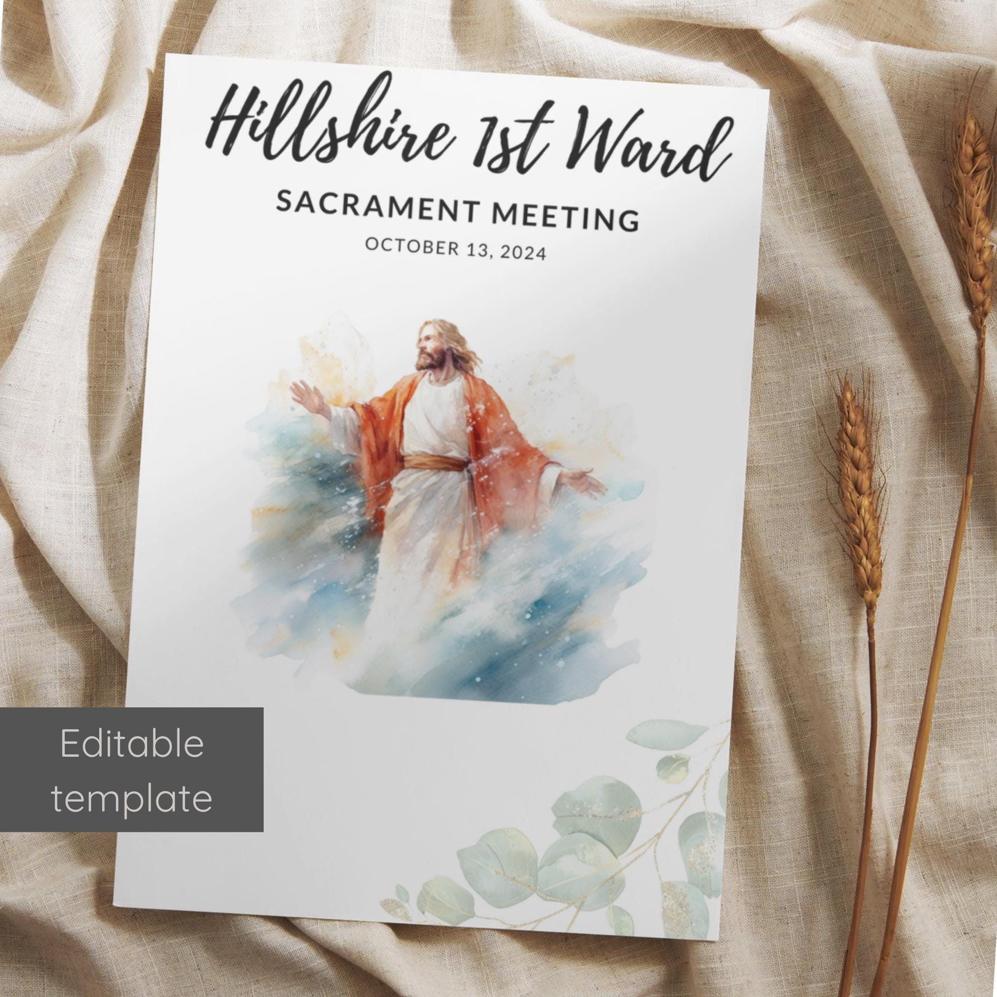 LDS Sacrament Meeting Program Template Etsy